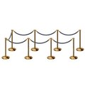 Montour Line Stanchion Post and Rope Kit Pol.Brass, 8 Flat Top 7 Gray Rope C-Kit-8-PB-FL-7-PVR-GY-PB